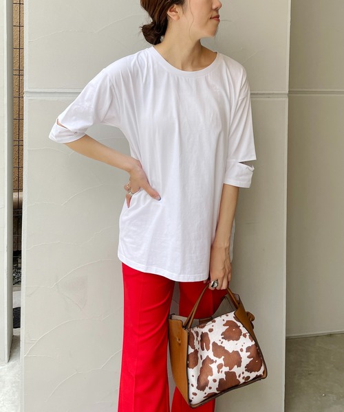 CAPRICIEUX LE'MAGE(カプリシューレマージュ)の「カットアウトスリーブTシャツ(Tシャツ/カットソー・レディース・ホワイト/ブラック/ピンク・FREE)」の17枚目の写真