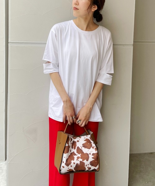 CAPRICIEUX LE'MAGE(カプリシューレマージュ)の「カットアウトスリーブTシャツ(Tシャツ/カットソー・レディース・ホワイト/ブラック/ピンク・FREE)」の18枚目の写真