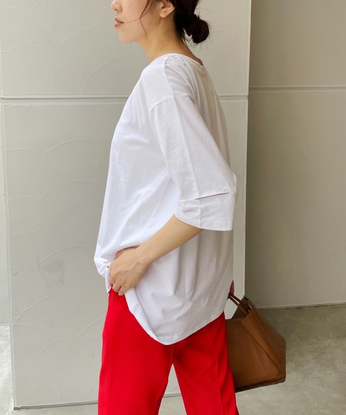 CAPRICIEUX LE'MAGE(カプリシューレマージュ)の「カットアウトスリーブTシャツ(Tシャツ/カットソー・レディース・ホワイト/ブラック/ピンク・FREE)」の19枚目の写真