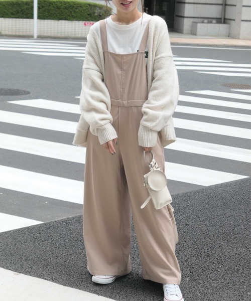 CORNERS（コーナーズ）の「サイドリボンツイルサロペット（サロペット/オーバーオール・レディース・ライトベージュ/ブラック/ベージュ系その他・M）」の3枚目の写真