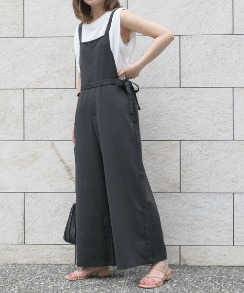 CORNERS（コーナーズ）の「サイドリボンツイルサロペット（サロペット/オーバーオール・レディース・ライトベージュ/ブラック/ベージュ系その他・M）」の13枚目の写真