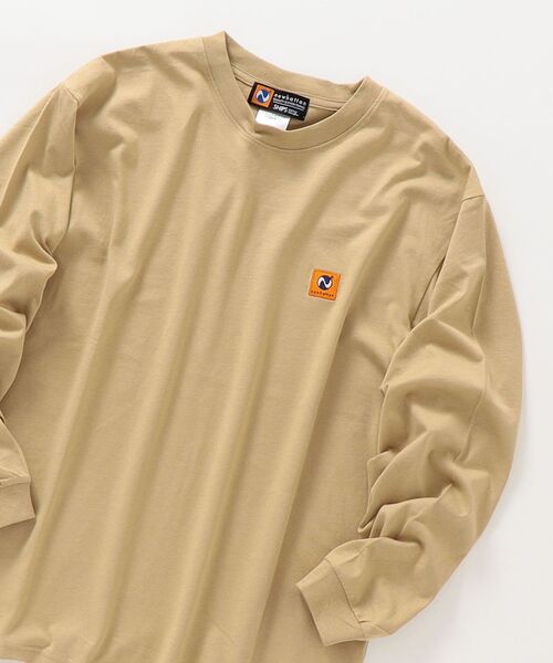 newhattan（ニューハッタン）の「【SHIPS any別注】newhattan: ドロップショルダー オーバーサイズ ロングスリーブ Tシャツ◇（Tシャツ/カットソー・メンズ・ホワイト/ブラック/ベージュ/ネイビー/ピンク/ブルー・MEDIUM/LARGE/X-LARGE）」の3枚目の写真