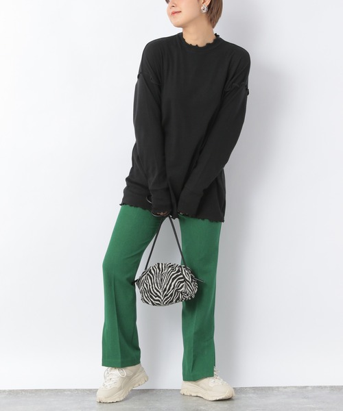 Heather(ヘザー)の「リブメロウネックフリルカットソー 219265(Tシャツ/カットソー・レディース・ホワイト/ブラック/ベージュ・FREE)」の8枚目の写真