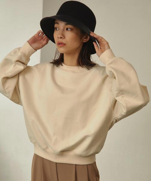 EMMEL REFINES（エメルリファインズ）の「＜EMMEL REFINES（エメル リファインズ）＞EM ルーズ ショート スウェット（スウェット・レディース・ナチュラル/ライトブルー/パープル・FREE）」の2枚目の写真