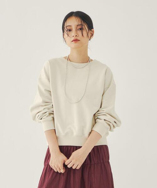 EMMEL REFINES（エメルリファインズ）の「＜EMMEL REFINES（エメル リファインズ）＞EM ルーズ ショート スウェット（スウェット・レディース・ナチュラル/ライトブルー/パープル・FREE）」の14枚目の写真