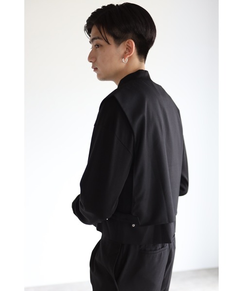 CREARE -LINO-（クレアーレリノ）の「レイヤード 比翼開き ノーカラーベスト/ジレ<セットアップ>（ベスト・メンズ・ブラック/グレイッシュベージュ/カーキ・M/L）」の5枚目の写真