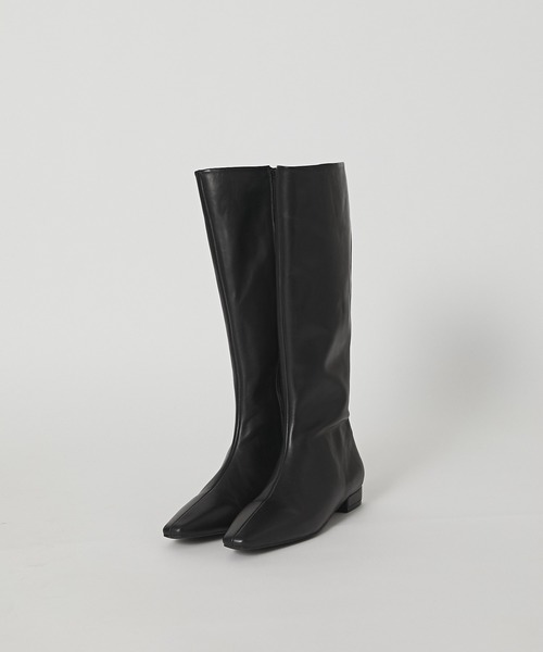 RIVE DROITE(リヴドロワ)の「すっきり美脚見え スクエアトゥロングブーツ(ブーツ・レディース・ブラック/ダークブラウン・23.5/24.5)」の3枚目の写真