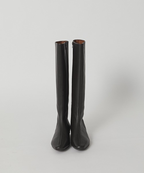 RIVE DROITE(リヴドロワ)の「すっきり美脚見え スクエアトゥロングブーツ(ブーツ・レディース・ブラック/ダークブラウン・23.5/24.5)」の4枚目の写真