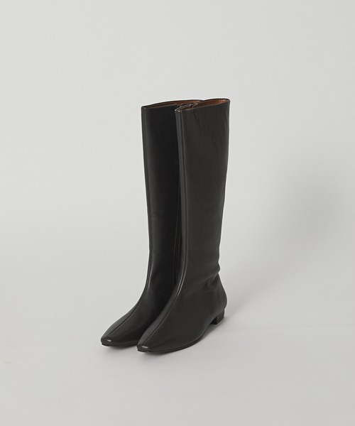 RIVE DROITE(リヴドロワ)の「すっきり美脚見え スクエアトゥロングブーツ(ブーツ・レディース・ブラック/ダークブラウン・23.5/24.5)」の12枚目の写真