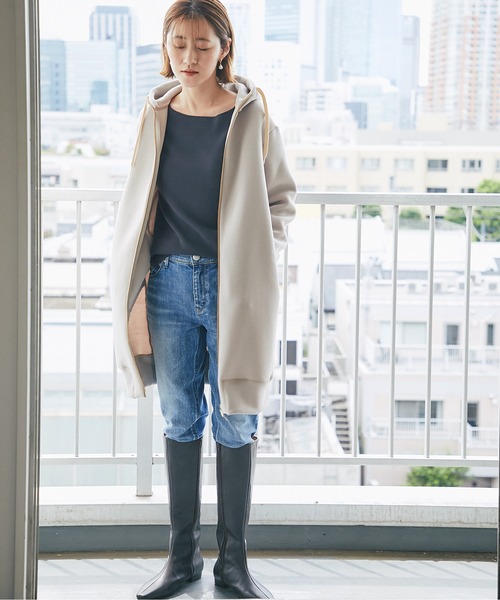 RIVE DROITE(リヴドロワ)の「すっきり美脚見え スクエアトゥロングブーツ(ブーツ・レディース・ブラック/ダークブラウン・23.5/24.5)」の13枚目の写真