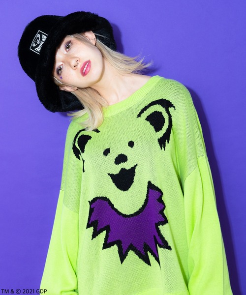 Candy Stripper(キャンディストリッパー)の「//GRATEFUL DEAD×Candy Stripper//DEAD BEAR FACE ニット(ニット/セーター・レディース・ブラック/パープル/ライム・2)」の5枚目の写真