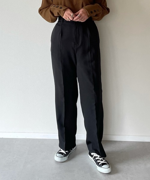 y/m by misato（イムバイミサト）の「エステルツイルトラウザーパンツ（スラックス・レディース・ブラック/ベージュ・FREE）」の2枚目の写真