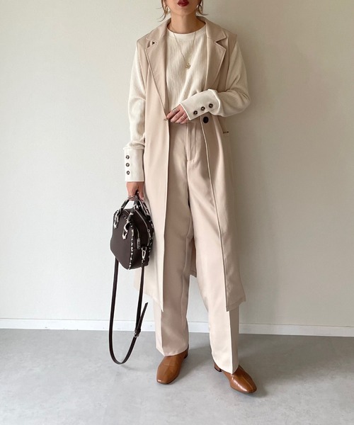 y/m by misato（イムバイミサト）の「エステルツイルトラウザーパンツ（スラックス・レディース・ブラック/ベージュ・FREE）」の6枚目の写真