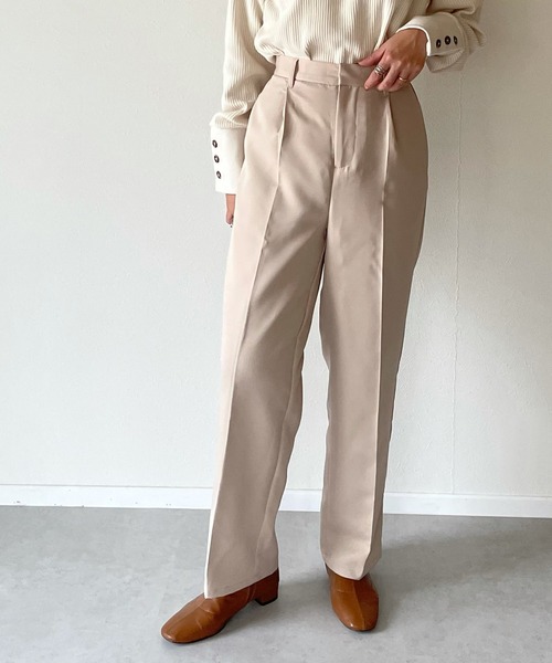 y/m by misato（イムバイミサト）の「エステルツイルトラウザーパンツ（スラックス・レディース・ブラック/ベージュ・FREE）」の4枚目の写真