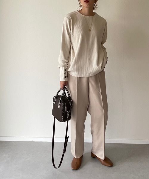 y/m by misato（イムバイミサト）の「エステルツイルトラウザーパンツ（スラックス・レディース・ブラック/ベージュ・FREE）」の14枚目の写真