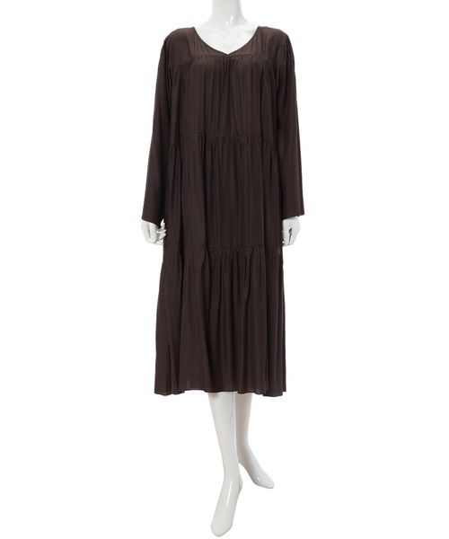 fifth（フィフス）の「Vネックティアードワンピース（ワンピース・レディース・パープル/ブラウン/ブラック・MEDIUM）」の9枚目の写真