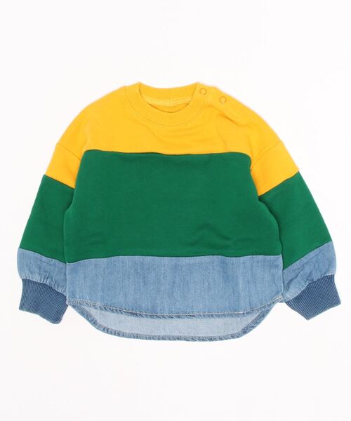 Ocean&Ground(オーシャン&グラウンド)の「キリカエスウェット(80~140cm)(スウェット・キッズ・イエロー/チャコール・100/120/130/110/90/80/95/140)」の1枚目の写真