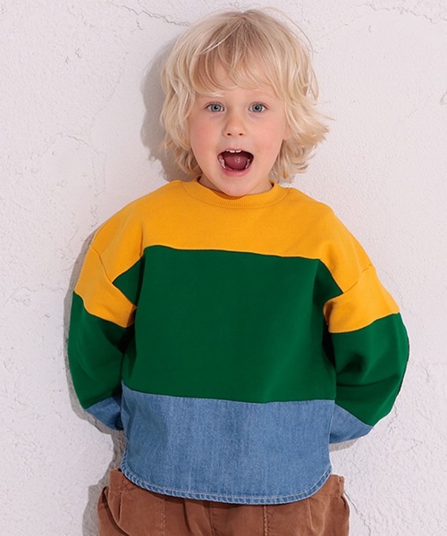 Ocean&Ground(オーシャン&グラウンド)の「キリカエスウェット(80~140cm)(スウェット・キッズ・イエロー/チャコール・100/120/130/110/90/80/95/140)」の4枚目の写真