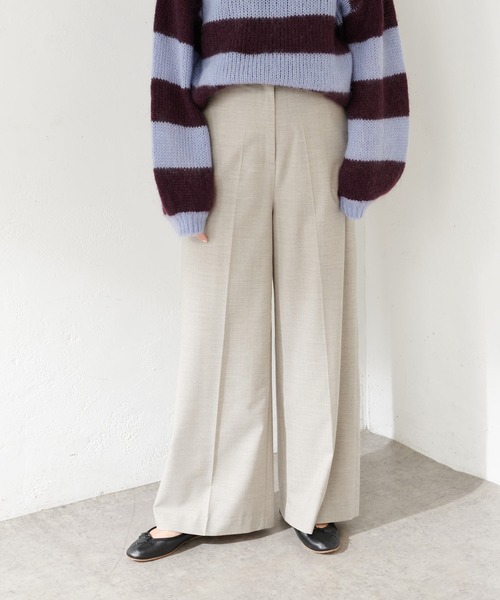 SHENERY（シーナリー）の「ウォッシャブルウールワイドパンツ（その他パンツ・レディース・ライトグレー/ブラウン・38/36）」の2枚目の写真