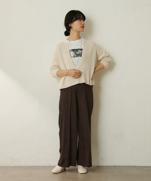 SHENERY（シーナリー）の「ウォッシャブルウールワイドパンツ（その他パンツ・レディース・ライトグレー/ブラウン・38/36）」の4枚目の写真