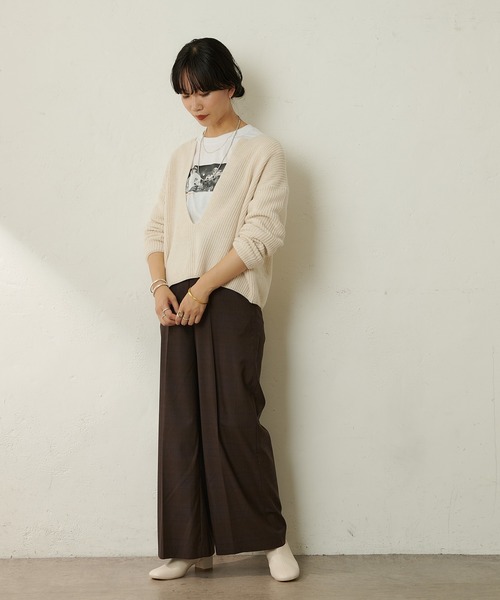 SHENERY（シーナリー）の「ウォッシャブルウールワイドパンツ（その他パンツ・レディース・ライトグレー/ブラウン・38/36）」の9枚目の写真