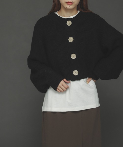 SENSE OF PLACE by URBAN RESEARCH（センスオブプレイスバイアーバンリサーチ）の「ボリュームスリーブショートカーディガン（カーディガン/ボレロ・レディース・ブラック/ライトブラウン/ライトブルー・ONE）」の2枚目の写真