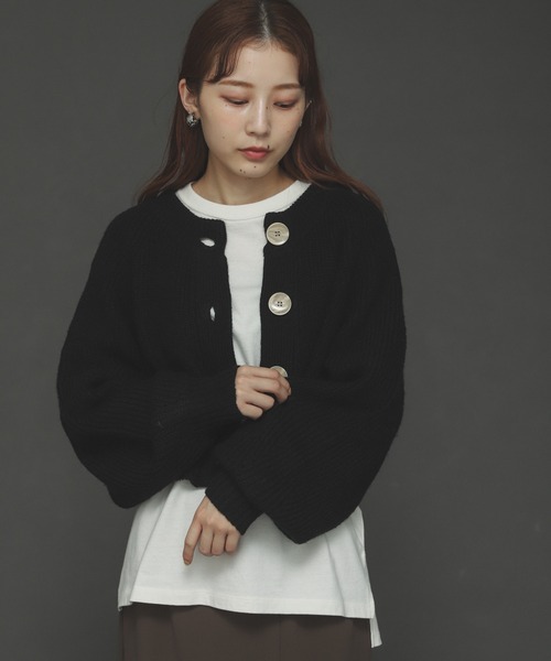 SENSE OF PLACE by URBAN RESEARCH（センスオブプレイスバイアーバンリサーチ）の「ボリュームスリーブショートカーディガン（カーディガン/ボレロ・レディース・ブラック/ライトブラウン/ライトブルー・ONE）」の22枚目の写真
