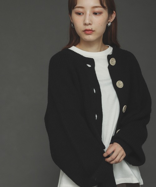 SENSE OF PLACE by URBAN RESEARCH（センスオブプレイスバイアーバンリサーチ）の「ボリュームスリーブショートカーディガン（カーディガン/ボレロ・レディース・ブラック/ライトブラウン/ライトブルー・ONE）」の12枚目の写真