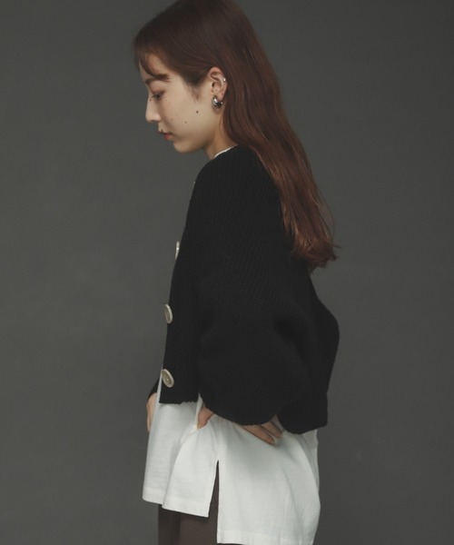 SENSE OF PLACE by URBAN RESEARCH（センスオブプレイスバイアーバンリサーチ）の「ボリュームスリーブショートカーディガン（カーディガン/ボレロ・レディース・ブラック/ライトブラウン/ライトブルー・ONE）」の17枚目の写真