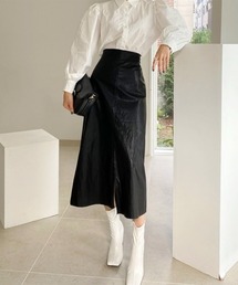 a lot of love | ハイウエスト　エコレザー　スリットスカート(スカート)