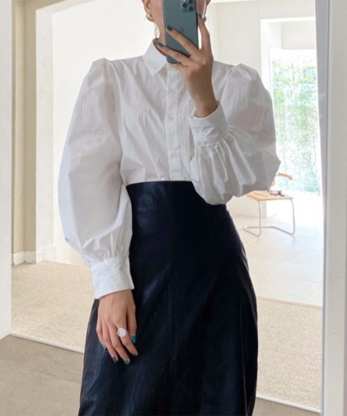 a lot of love（ア ロット オブ ラブ）の「ハイウエスト　フェイクレザー　スリットスカート（スカート・レディース・ブラック・S/M）」の17枚目の写真