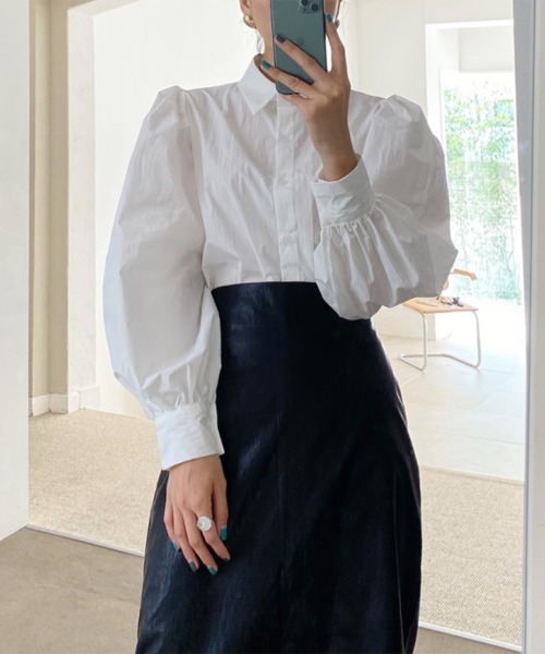 a lot of love（ア ロット オブ ラブ）の「ハイウエスト　フェイクレザー　スリットスカート（スカート・レディース・ブラック・S/M）」の18枚目の写真