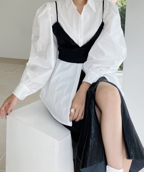 a lot of love（ア ロット オブ ラブ）の「ハイウエスト　フェイクレザー　スリットスカート（スカート・レディース・ブラック・S/M）」の7枚目の写真