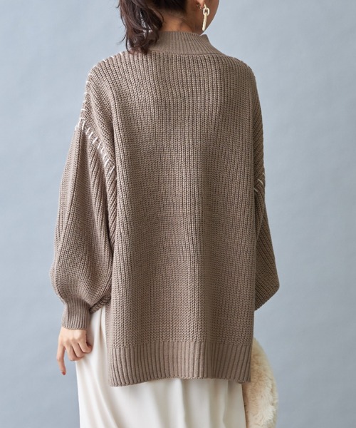 &. NOSTALGIA（アンドドットノスタルジア）の「【ZOZO限定】ハンドステッチケーブルニット（ニット/セーター・レディース・ブラック/アイボリー/モカ・FREE）」の10枚目の写真