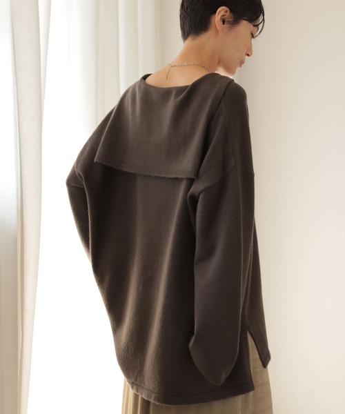 AMERICAN HOLIC(アメリカンホリック)の「セーラーカラーニットプルオーバー(ニット/セーター・レディース・ブラウン/アイボリー・M/L)」の2枚目の写真