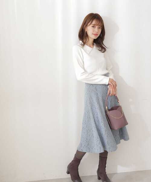 PROPORTION BODY DRESSING(プロポーションボディドレッシング)の「レースボンディングフレアスカート / 1211220115(スカート・レディース・ベージュ/ブルー・SMALL/MEDIUM/X-SMALL)」の18枚目の写真