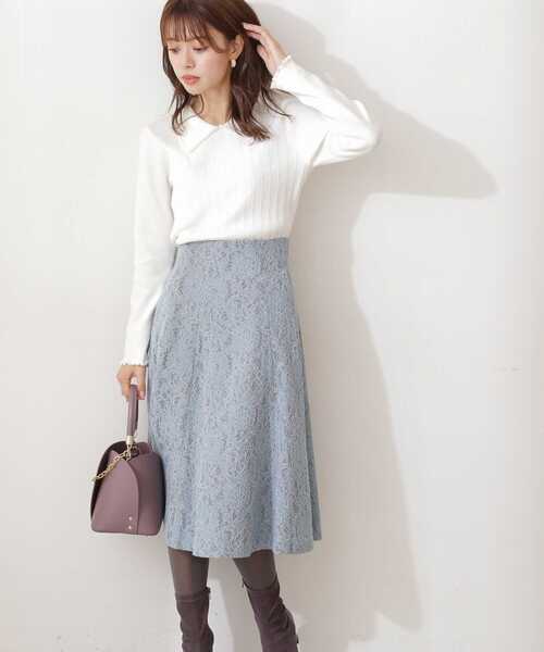 PROPORTION BODY DRESSING(プロポーションボディドレッシング)の「レースボンディングフレアスカート / 1211220115(スカート・レディース・ベージュ/ブルー・SMALL/MEDIUM/X-SMALL)」の17枚目の写真