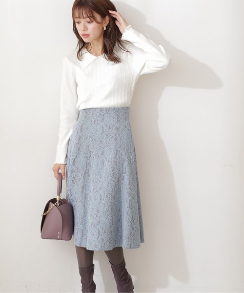 PROPORTION BODY DRESSING(プロポーションボディドレッシング)の「レースボンディングフレアスカート / 1211220115(スカート・レディース・ベージュ/ブルー・SMALL/MEDIUM/X-SMALL)」の1枚目の写真