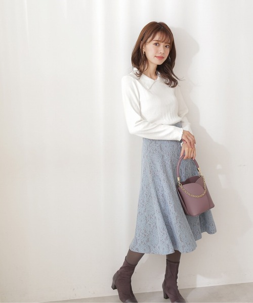 PROPORTION BODY DRESSING(プロポーションボディドレッシング)の「レースボンディングフレアスカート / 1211220115(スカート・レディース・ベージュ/ブルー・SMALL/MEDIUM/X-SMALL)」の10枚目の写真