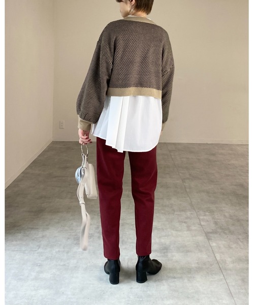 She's Closet（シーズクローゼット）の「クルーネック長袖ヘリンボーンジャガードニットプルオーバー（ニット/セーター・レディース・ブラック/グレー/ベージュ・FREE）」の20枚目の写真