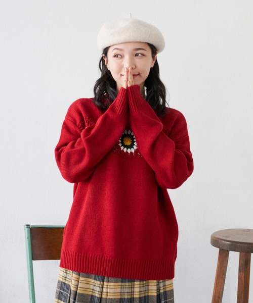 MERLOT（メルロー）の「クロシェSUNNYニット（ニット/セーター・レディース・グリーン/レッド・FREE）」の20枚目の写真