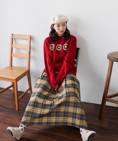 MERLOT（メルロー）の「クロシェSUNNYニット（ニット/セーター・レディース・グリーン/レッド・FREE）」の18枚目の写真