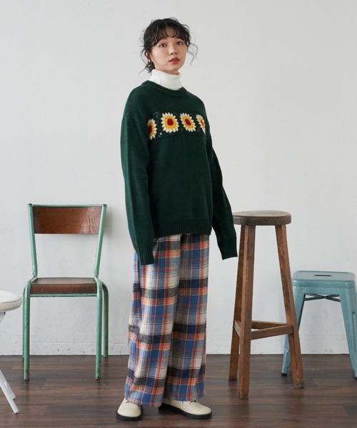 MERLOT（メルロー）の「クロシェSUNNYニット（ニット/セーター・レディース・グリーン/レッド・FREE）」の15枚目の写真