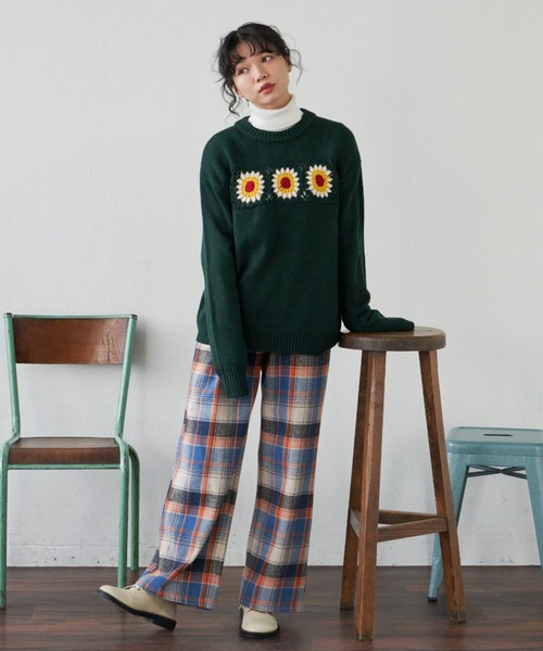 MERLOT（メルロー）の「クロシェSUNNYニット（ニット/セーター・レディース・グリーン/レッド・FREE）」の14枚目の写真