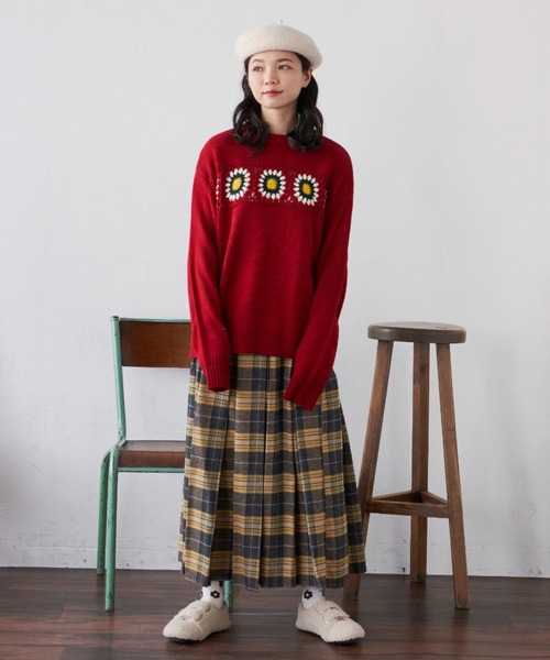 MERLOT（メルロー）の「クロシェSUNNYニット（ニット/セーター・レディース・グリーン/レッド・FREE）」の11枚目の写真