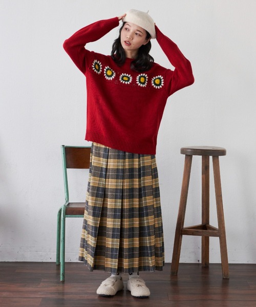 MERLOT（メルロー）の「クロシェSUNNYニット（ニット/セーター・レディース・グリーン/レッド・FREE）」の10枚目の写真