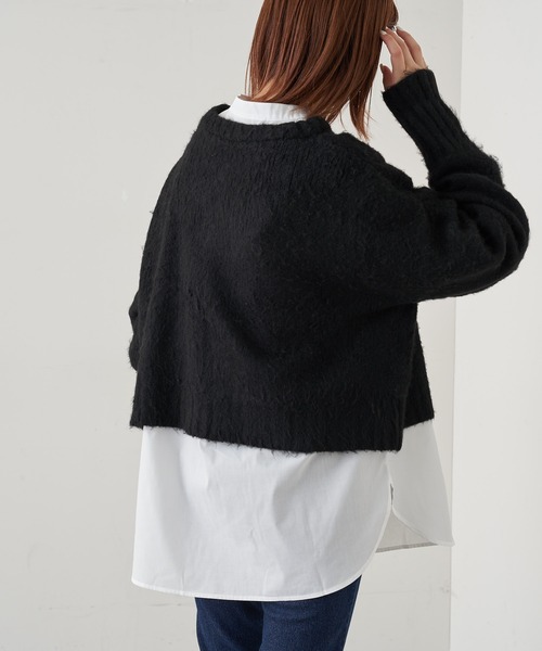 CIAOPANIC TYPY(チャオパニックティピー)の「【ZOZOTOWN限定】【セットアイテム】モヘアライクショートニット+バンドカラーロングシャツ(ニット/セーター・レディース・ブラック/ネイビー/グレー/サックスブルー/イエロー/サンドベージュ・ONE SIZE)」の7枚目の写真