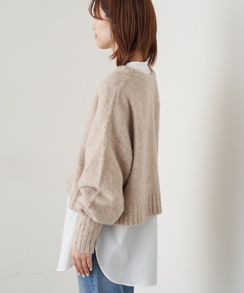 CIAOPANIC TYPY(チャオパニックティピー)の「【ZOZOTOWN限定】【セットアイテム】モヘアライクショートニット+バンドカラーロングシャツ(ニット/セーター・レディース・ブラック/ネイビー/グレー/サックスブルー/イエロー/サンドベージュ・ONE SIZE)」の13枚目の写真