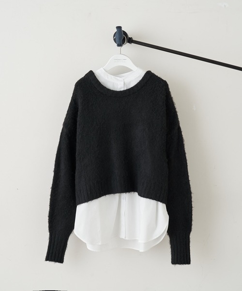 CIAOPANIC TYPY(チャオパニックティピー)の「【ZOZOTOWN限定】【セットアイテム】モヘアライクショートニット+バンドカラーロングシャツ(ニット/セーター・レディース・ブラック/ネイビー/グレー/サックスブルー/イエロー/サンドベージュ・ONE SIZE)」の15枚目の写真