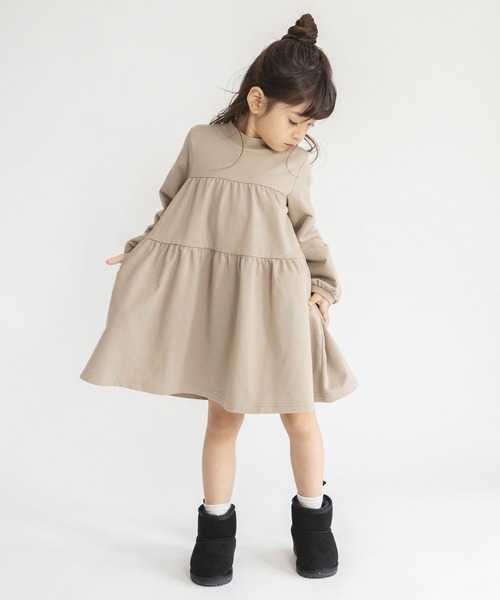 BRANSHES（ブランシェス）の「【WEB限定】ティアードワンピース（ワンピース・キッズ・ブラック/ベージュ/ラベンダー・130/100/150/110/120/140）」の6枚目の写真